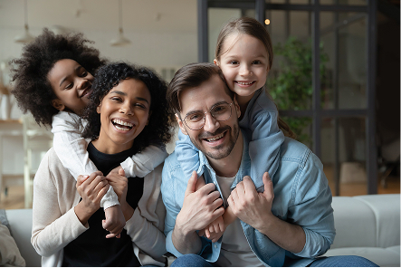 A family laughing